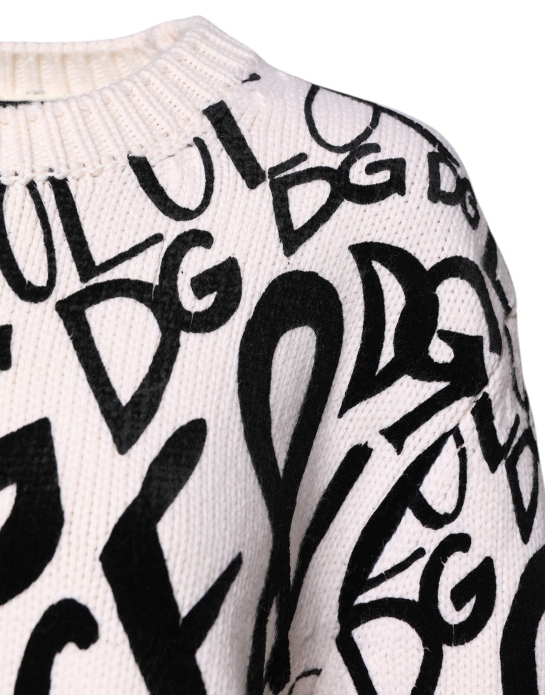 Women’s Dolce &amp; Gabbana White Black Logo Print Women Pullover Sweater