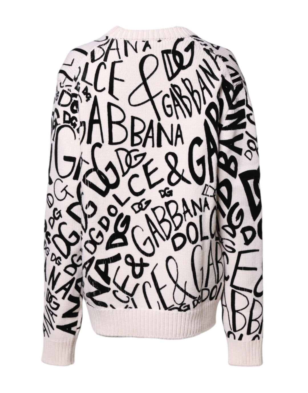 Women’s Dolce &amp; Gabbana White Black Logo Print Women Pullover Sweater