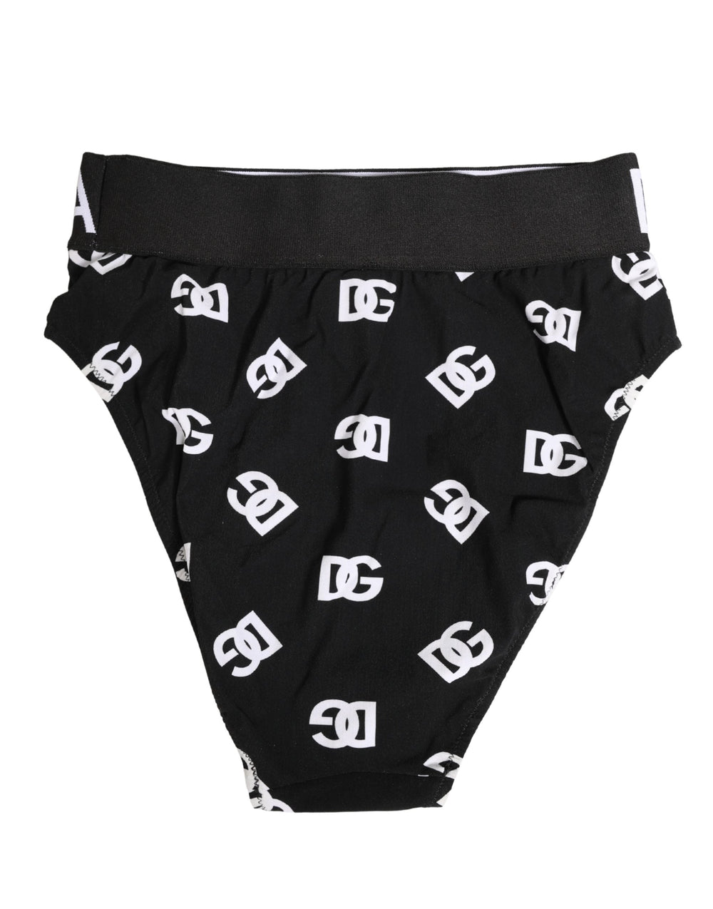 Women’s Dolce & Gabbana White Black Logo Waistband Midi Brief Underwear