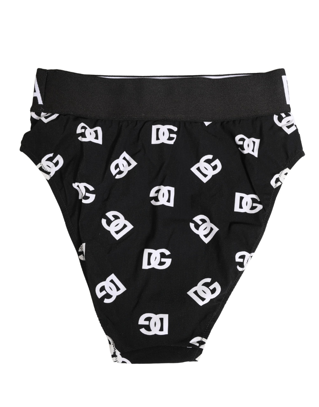 Women’s Dolce &amp; Gabbana White Black Logo Waistband Midi Brief Underwear