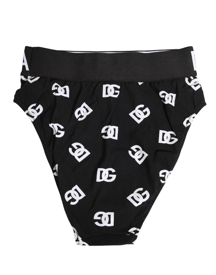 Women’s Dolce &amp; Gabbana White Black Logo Waistband Midi Brief Underwear