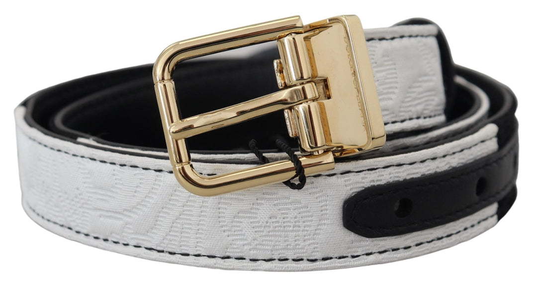 Women’s Dolce &amp; Gabbana White Black Patchwork Gold Metal Buckle Belt