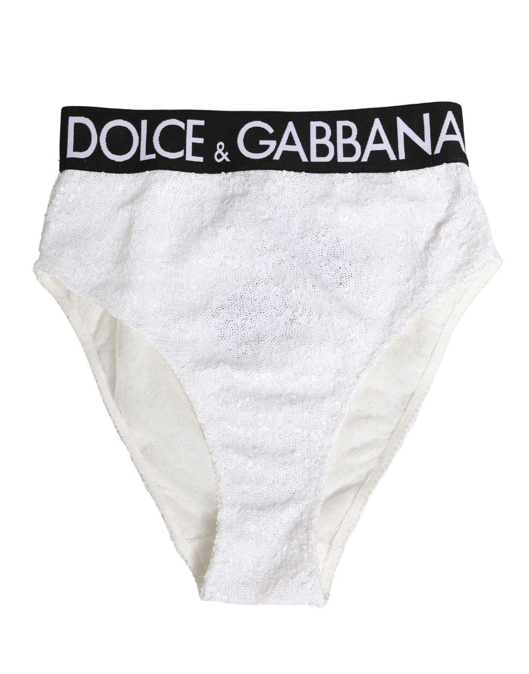 Women’s Dolce &amp; Gabbana White Black Sequin High Waist Panty Underwear