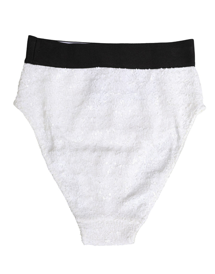 Women’s Dolce &amp; Gabbana White Black Sequin High Waist Panty Underwear