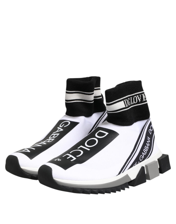 Dolce &amp; Gabbana White Black Sorrento Socks Sneakers Shoes