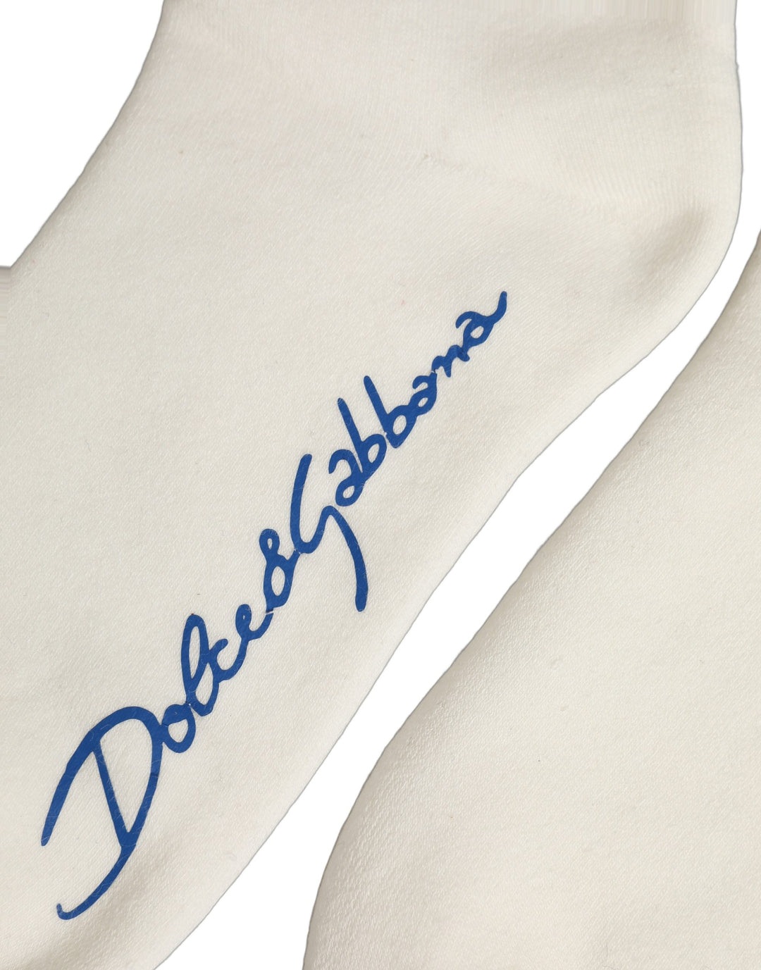 Women’s Dolce &amp; Gabbana White Blue Cotton Logo Calf Women Accessory Socks