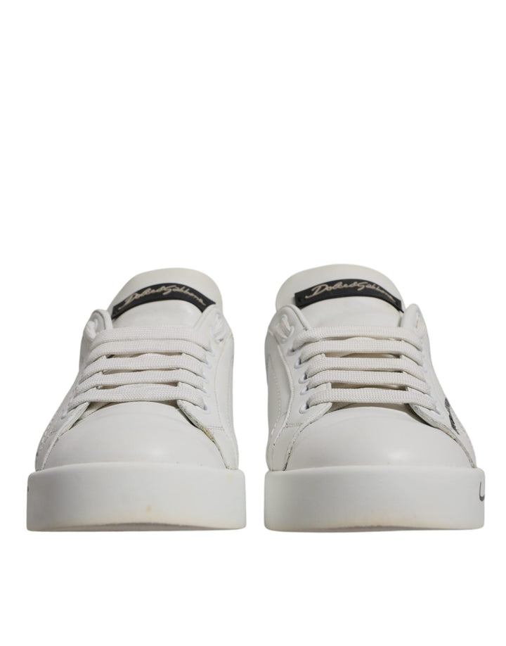 Dolce &amp; Gabbana White Blue Logo Portofino Sneakers Shoes