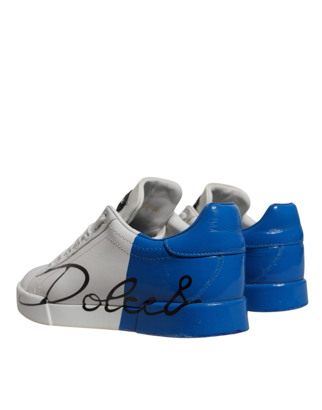 Dolce &amp; Gabbana White Blue Logo Portofino Sneakers Shoes