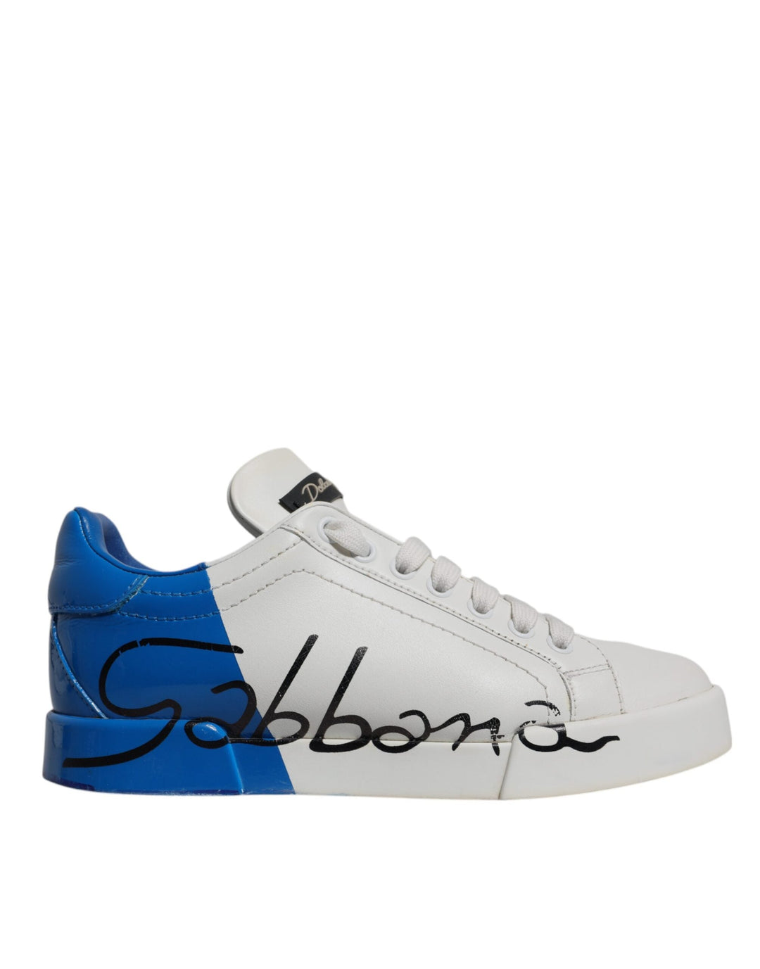 Dolce &amp; Gabbana White Blue Logo Portofino Sneakers Shoes