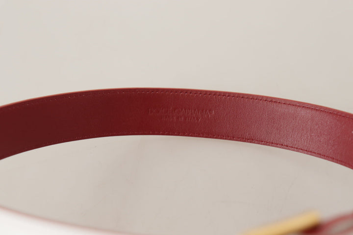 Women’s Dolce &amp; Gabbana White Calf Leather Two-toned Gold Metal Buckle Belt