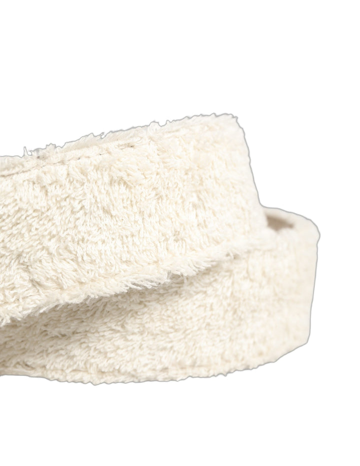 Women’s Dolce &amp; Gabbana White Cotton Fleece Dg Logo Metal Buckle Belt