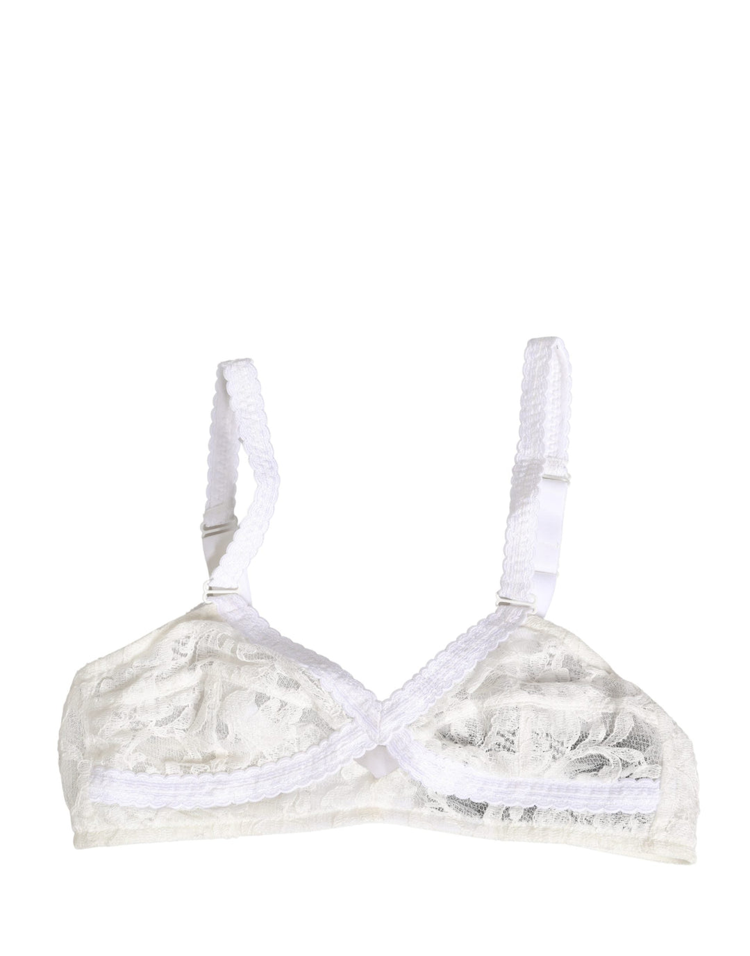 Women’s Dolce &amp; Gabbana White Cotton Lace Wireless Soft Cup Bra Underwear
