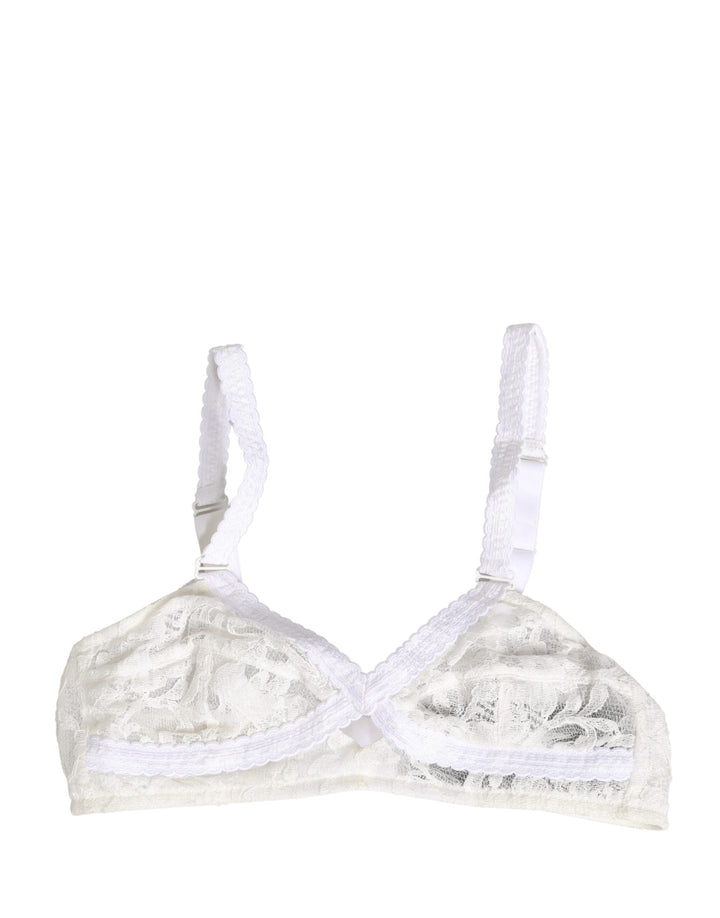 Women’s Dolce &amp; Gabbana White Cotton Lace Wireless Soft Cup Bra Underwear