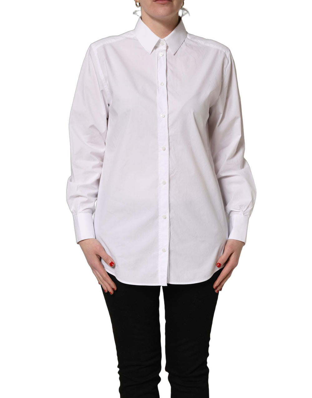 Women’s Dolce & Gabbana White Cotton Long Sleeve Button-up Shirt Top
