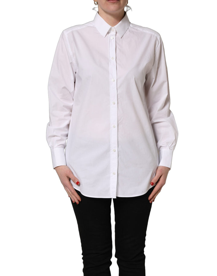 Women’s Dolce &amp; Gabbana White Cotton Long Sleeve Button-up Shirt Top