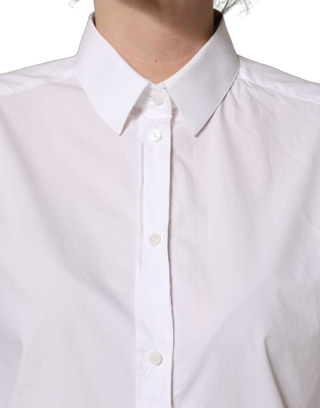 Women’s Dolce &amp; Gabbana White Cotton Long Sleeve Button-up Shirt Top