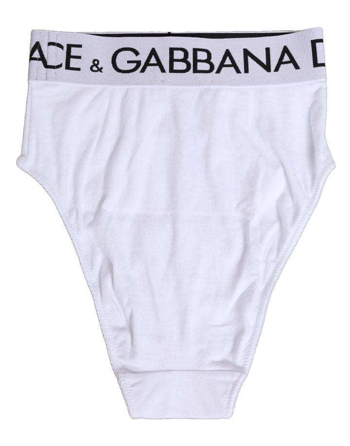 Women’s Dolce &amp; Gabbana White Cotton Stretch High Waist Panty Underwear