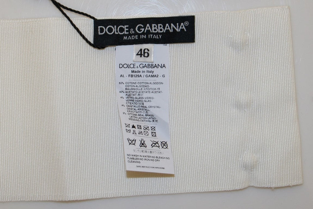 Women’s Dolce &amp; Gabbana White Crystal Brass Wide Waist Runway Belt