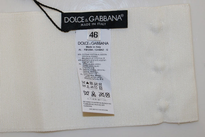 Women’s Dolce &amp; Gabbana White Crystal Brass Wide Waist Runway Belt