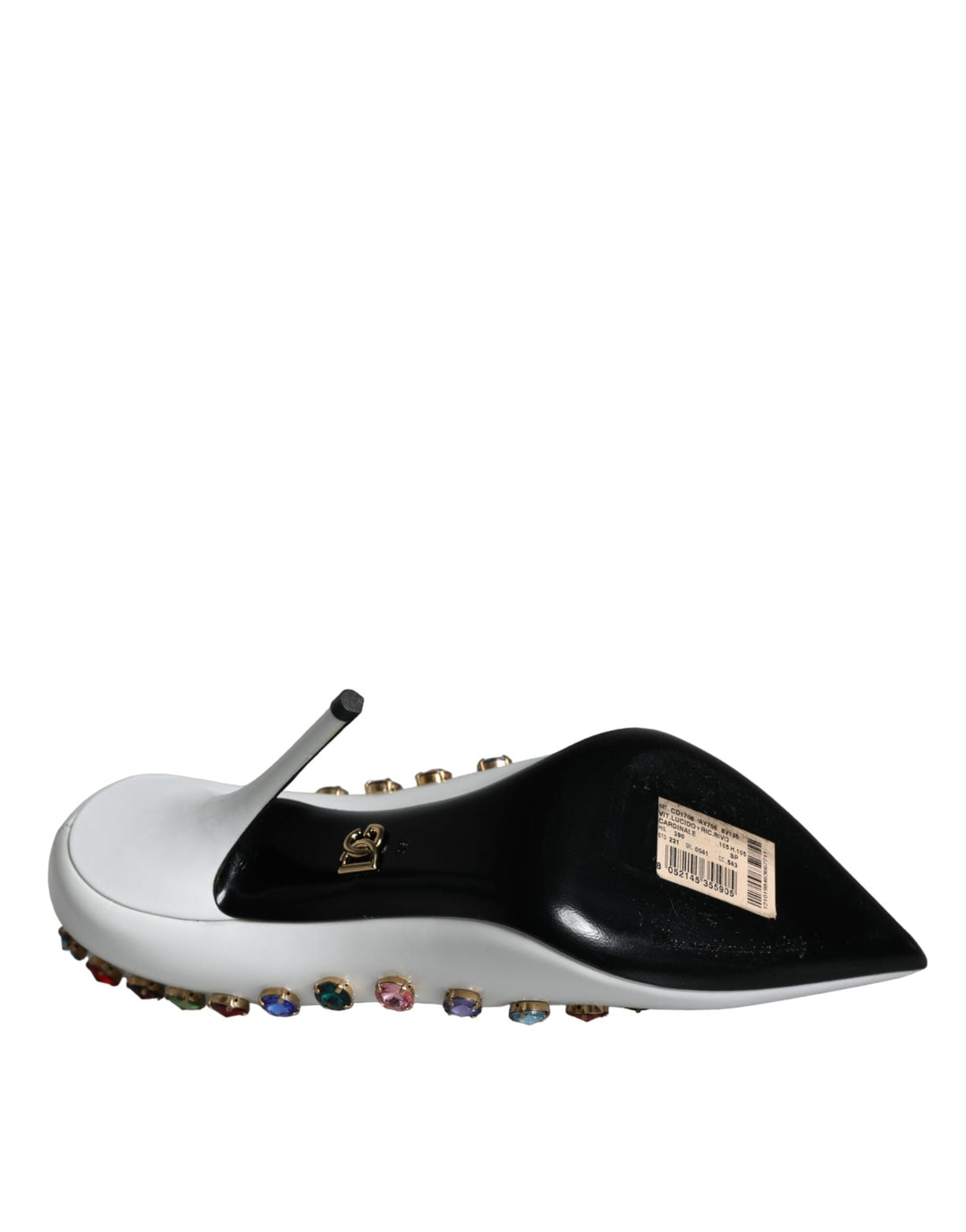 Women’s Dolce &amp; Gabbana White Crystal Leather High Heels Pumps Shoes
