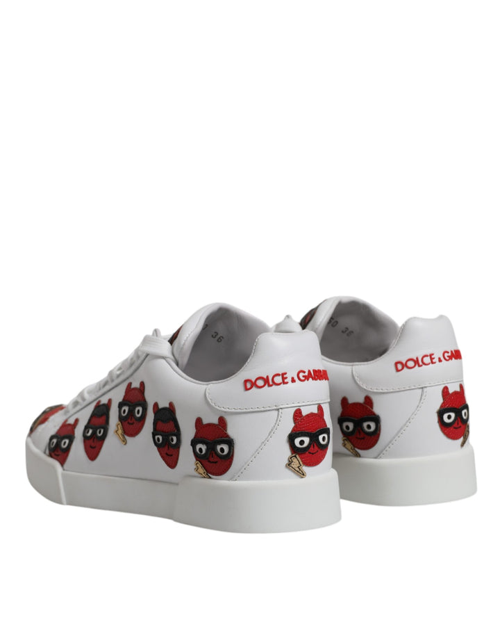 Women’s Dolce &amp; Gabbana White Devil Face Portofino Sneakers Shoes