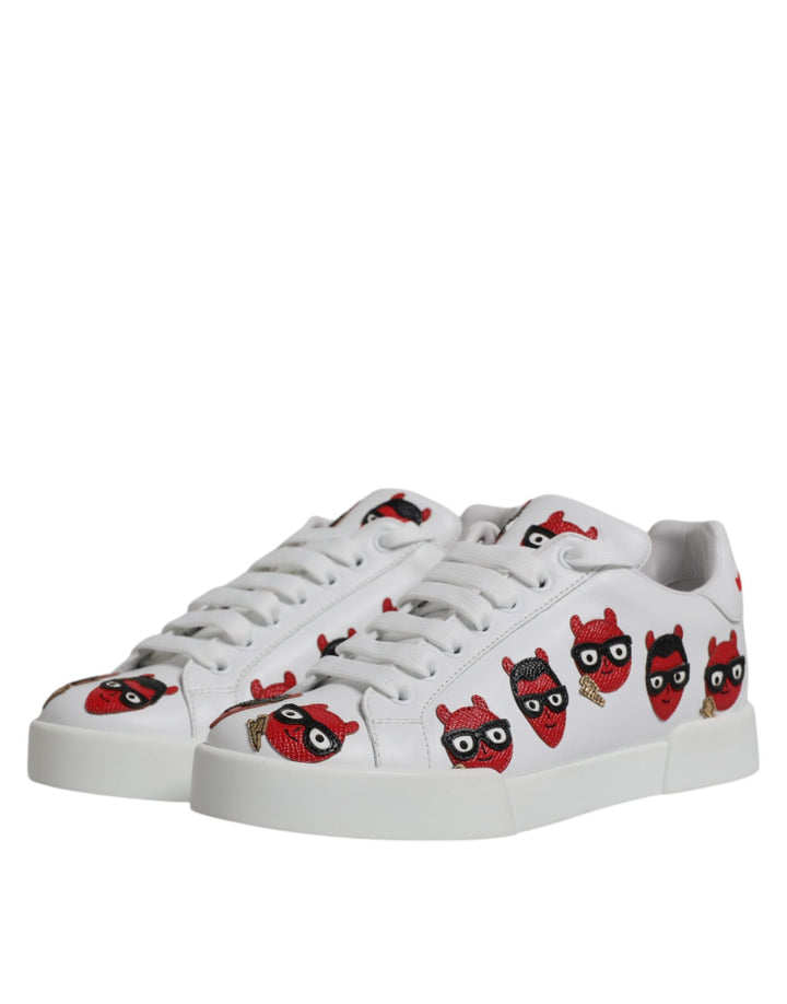 Women’s Dolce &amp; Gabbana White Devil Face Portofino Sneakers Shoes