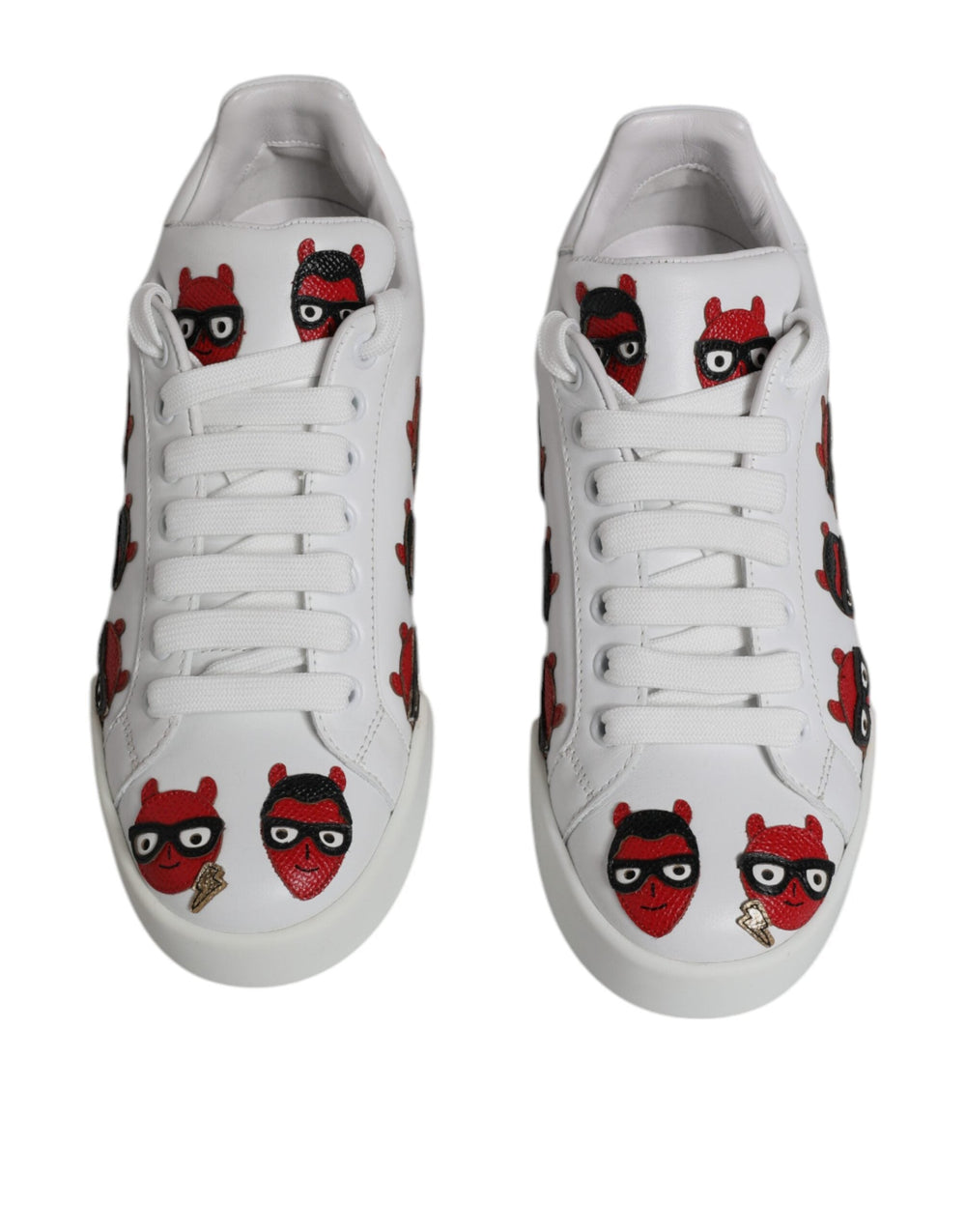 Women’s Dolce & Gabbana White Devil Face Portofino Sneakers Shoes