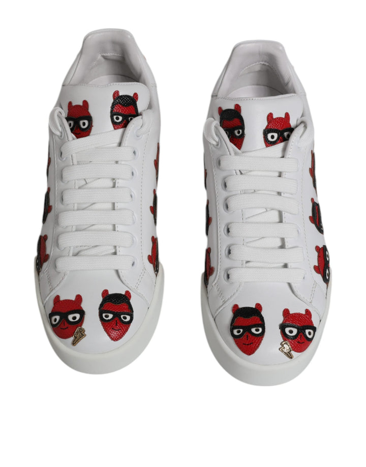 Women’s Dolce &amp; Gabbana White Devil Face Portofino Sneakers Shoes