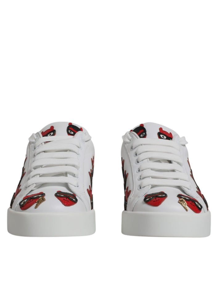 Women’s Dolce &amp; Gabbana White Devil Face Portofino Sneakers Shoes