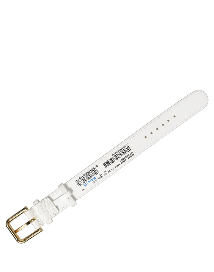 Women’s Dolce &amp; Gabbana White Embossed Leather Gold Buckle Belt Strap Bracelet