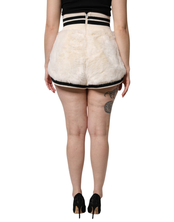 Short taille haute en fausse fourrure blanche Dolce &amp;amp; Gabbana