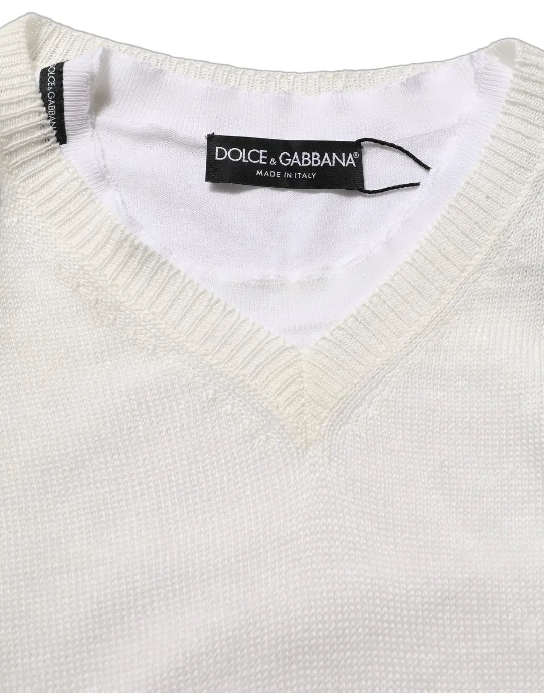 Women’s Dolce &amp; Gabbana White Flax Crewneck Layered Pullover Sweater