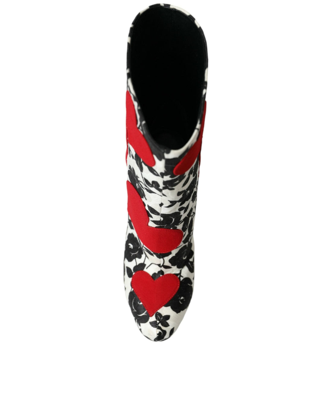 Women’s Dolce &amp; Gabbana White Floral Hearts Leather High Boots Shoes