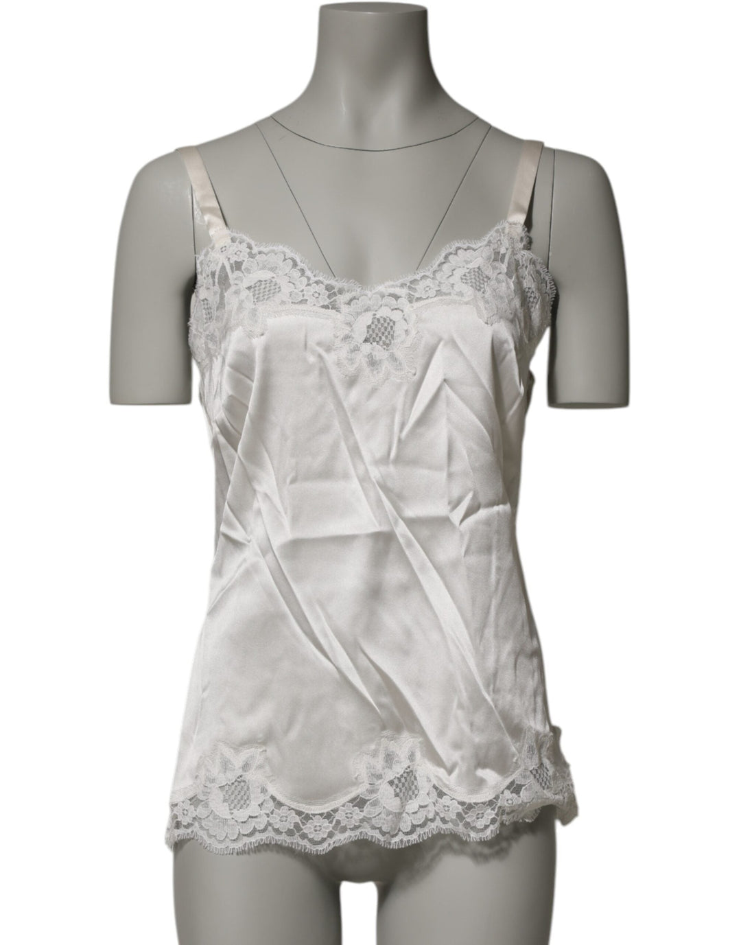 Dolce &amp; Gabbana Off White Floral Lace Tank Lingerie Top Underwear
