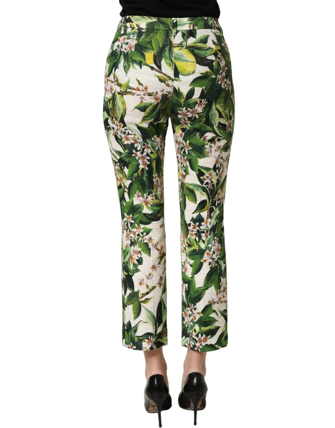 Women’s Dolce &amp; Gabbana White Floral Print Cropped Straight Pants