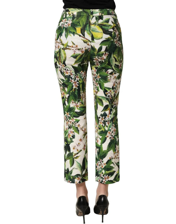 Women’s Dolce &amp; Gabbana White Floral Print Cropped Straight Pants