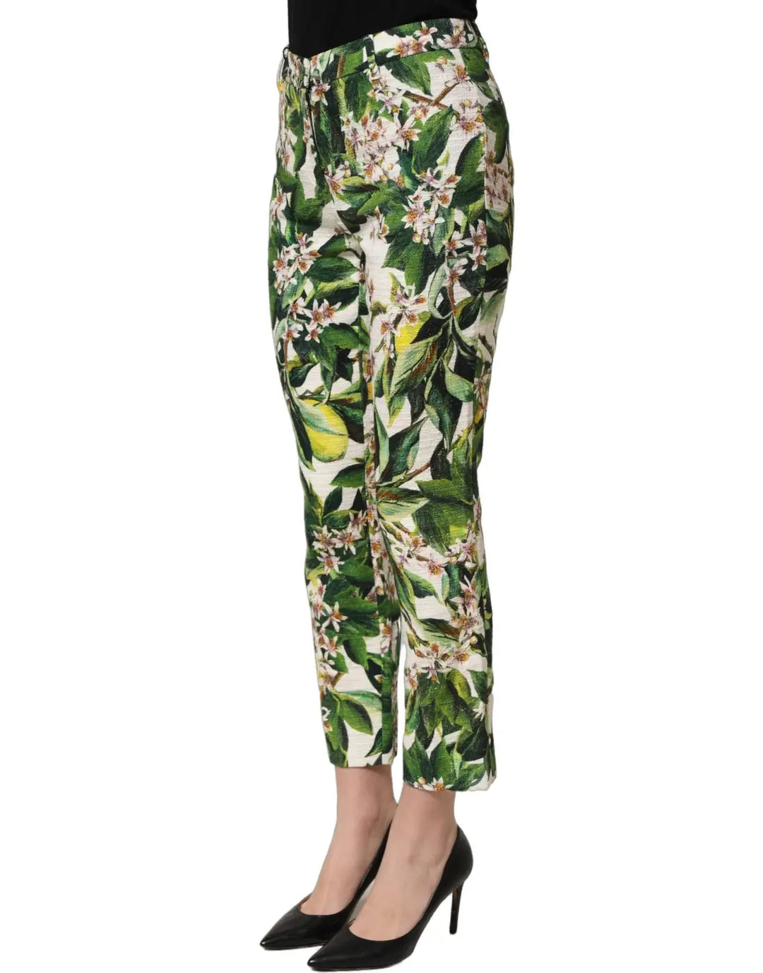 Women’s Dolce &amp; Gabbana White Floral Print Cropped Straight Pants