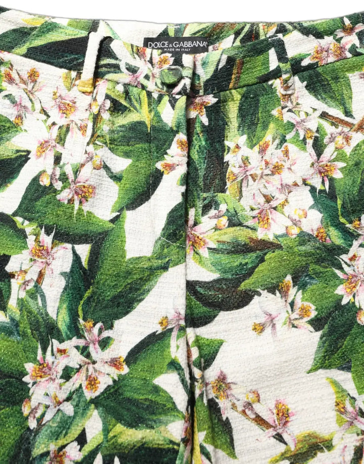 Women’s Dolce &amp; Gabbana White Floral Print Cropped Straight Pants