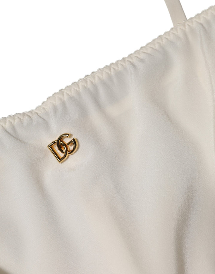 Women’s Dolce &amp; Gabbana White Full Slip Dg Logo Silk Dress Sleepwear