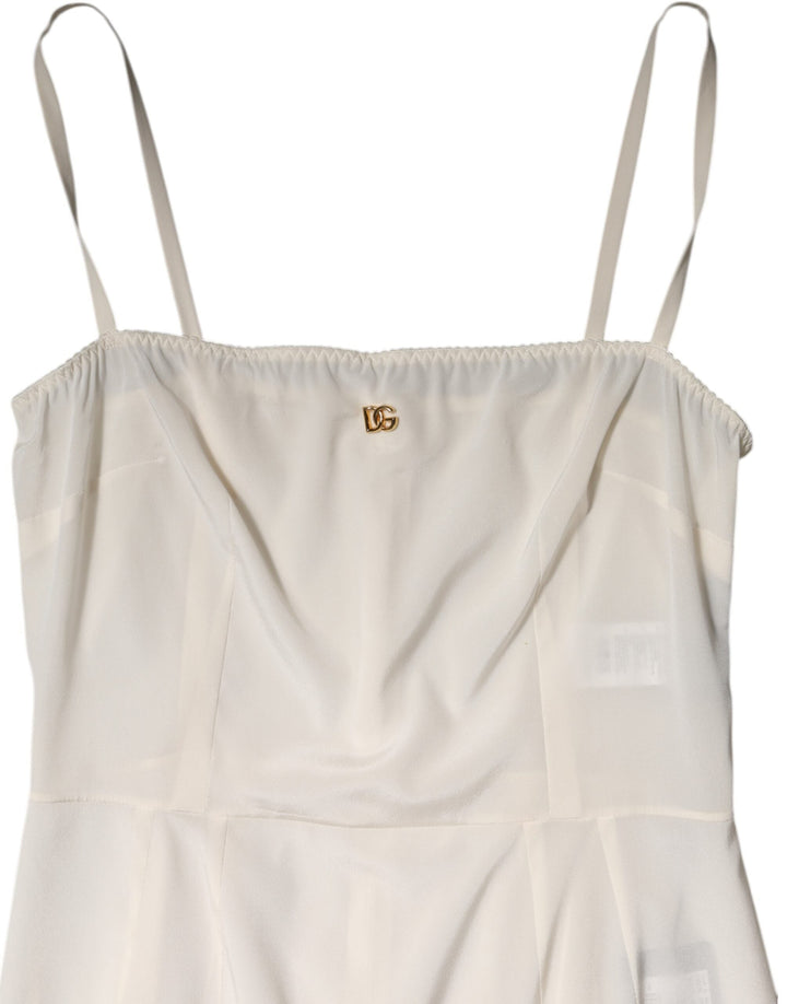 Women’s Dolce &amp; Gabbana White Full Slip Dg Logo Silk Dress Sleepwear