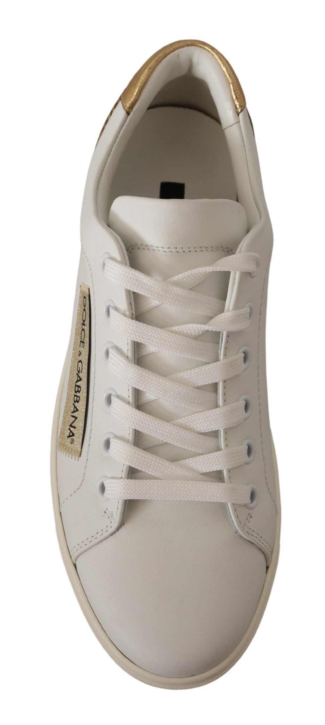 Baskets élégantes en cuir blanc avec détails dorés Dolce &amp;amp; Gabbana