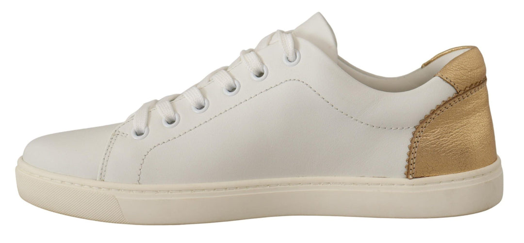 Baskets élégantes en cuir blanc avec détails dorés Dolce &amp;amp; Gabbana