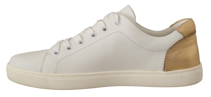 Baskets élégantes en cuir blanc avec détails dorés Dolce &amp;amp; Gabbana