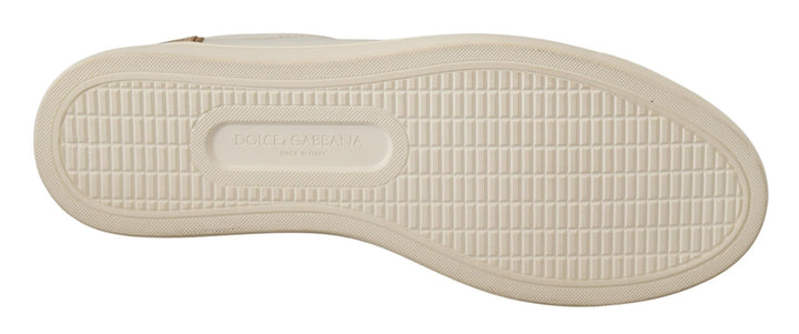 Baskets élégantes en cuir blanc avec détails dorés Dolce &amp;amp; Gabbana
