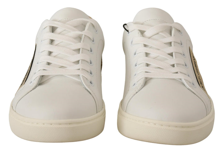 Baskets élégantes en cuir blanc avec détails dorés Dolce &amp;amp; Gabbana