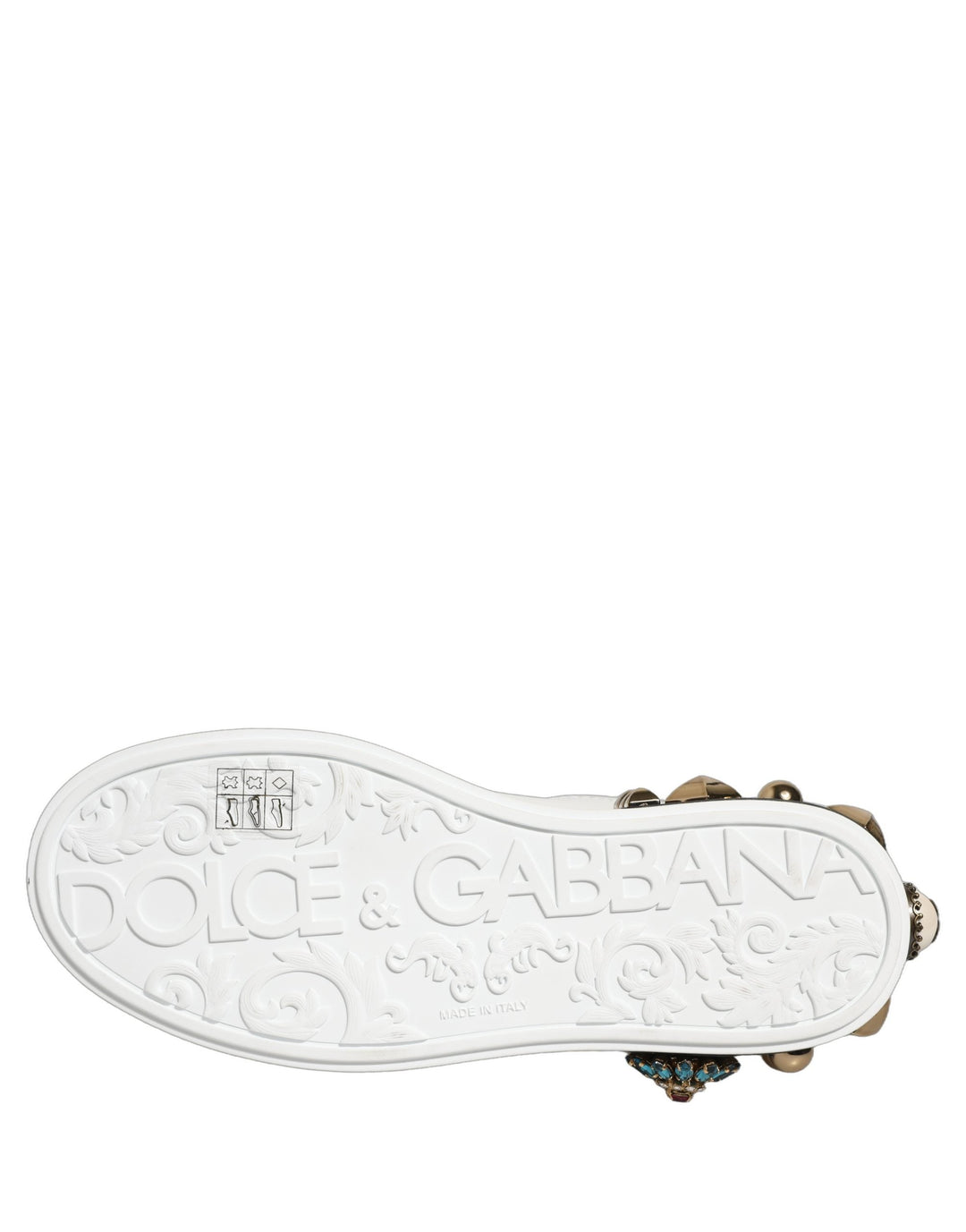 Dolce &amp; Gabbana White Gold Studded Portofino Sneakers Shoes