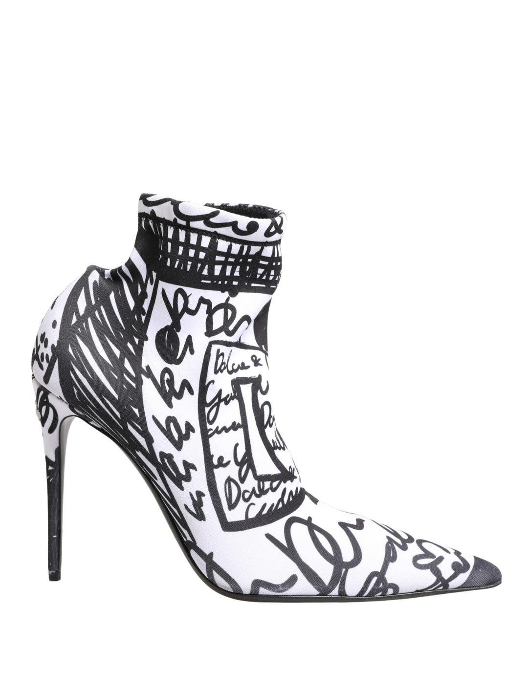 Dolce &amp; Gabbana White Graffiti Stretch Ankle Boots Shoes