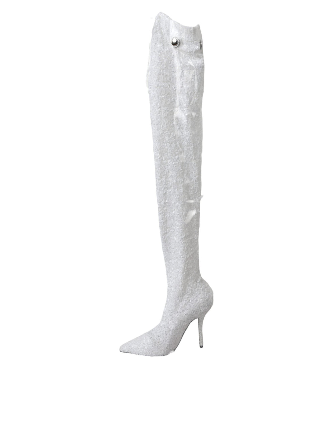 Women’s Dolce &amp; Gabbana White Heels Stiletto Knee High Boots Shoes