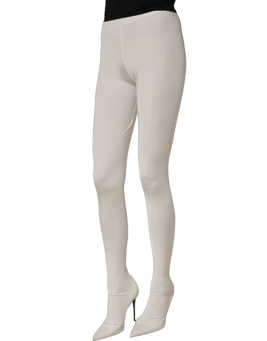 Women’s Dolce &amp; Gabbana White High Heels Pumps Jersey Tights Shoes