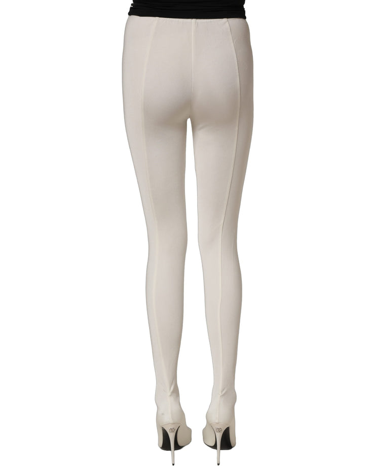 Women’s Dolce &amp; Gabbana White High Heels Pumps Jersey Tights Shoes